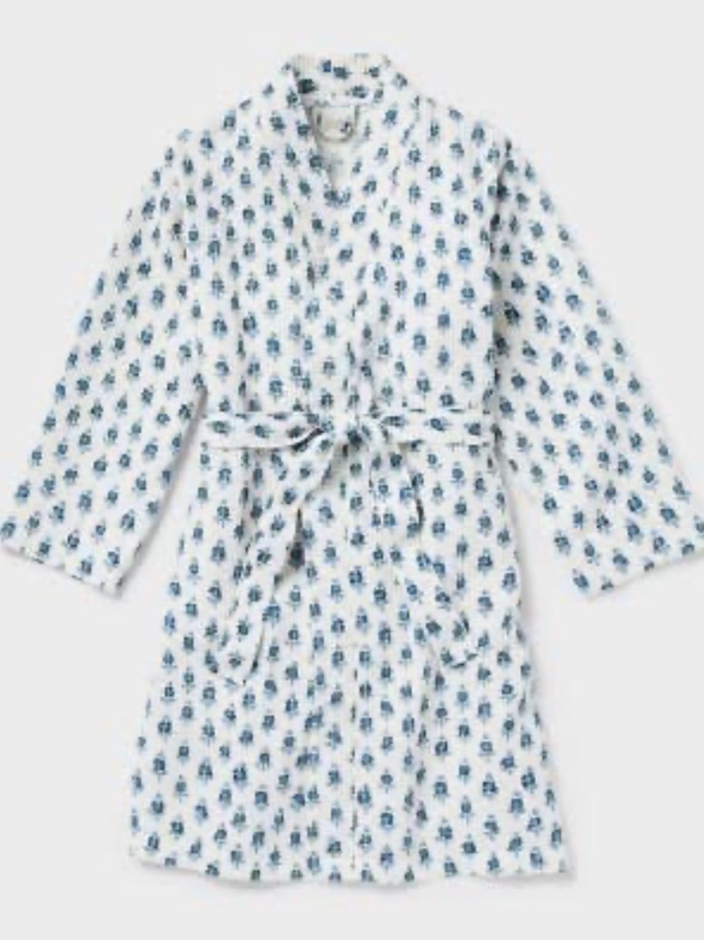 THRESHOLD NWT  Floral
Waffle Bath Robe, Women, S/M,
Blue/White